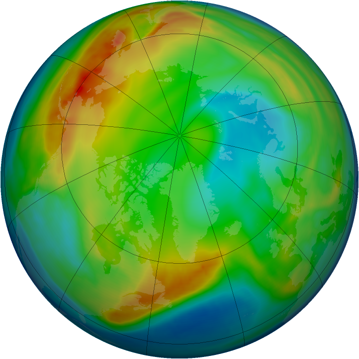 Arctic ozone map for 03 January 2008